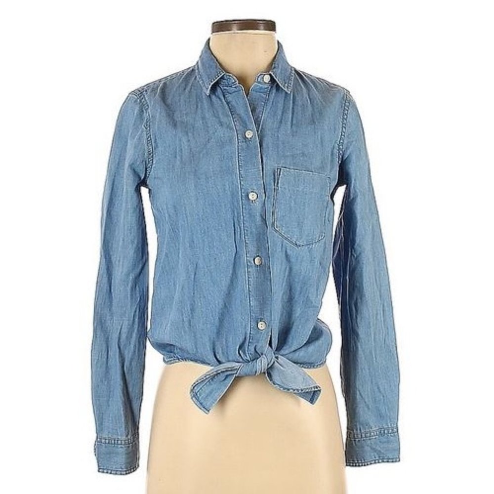 Madewell Denim Shirt with tie-front NWT